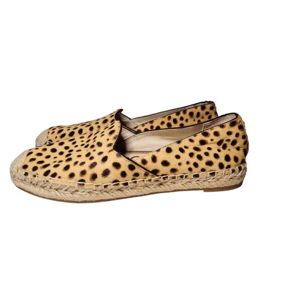 Sam Edelman Kesia Calf Fur Cheetah Espadrilles Shoes Size 6.5 Animal Print - Picture 1 of 9